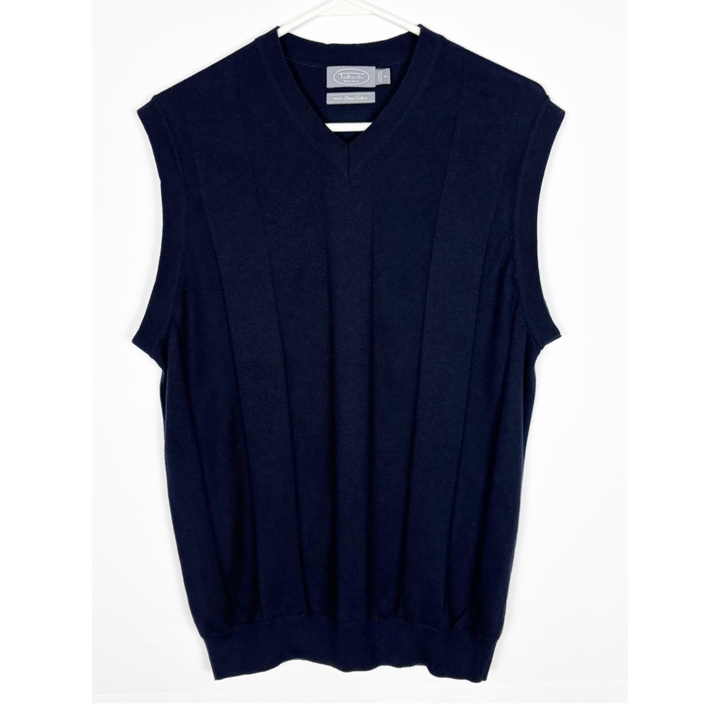 Talbots Men’s Size Medium Pima Cotton Sweater Vest Black V Neck
